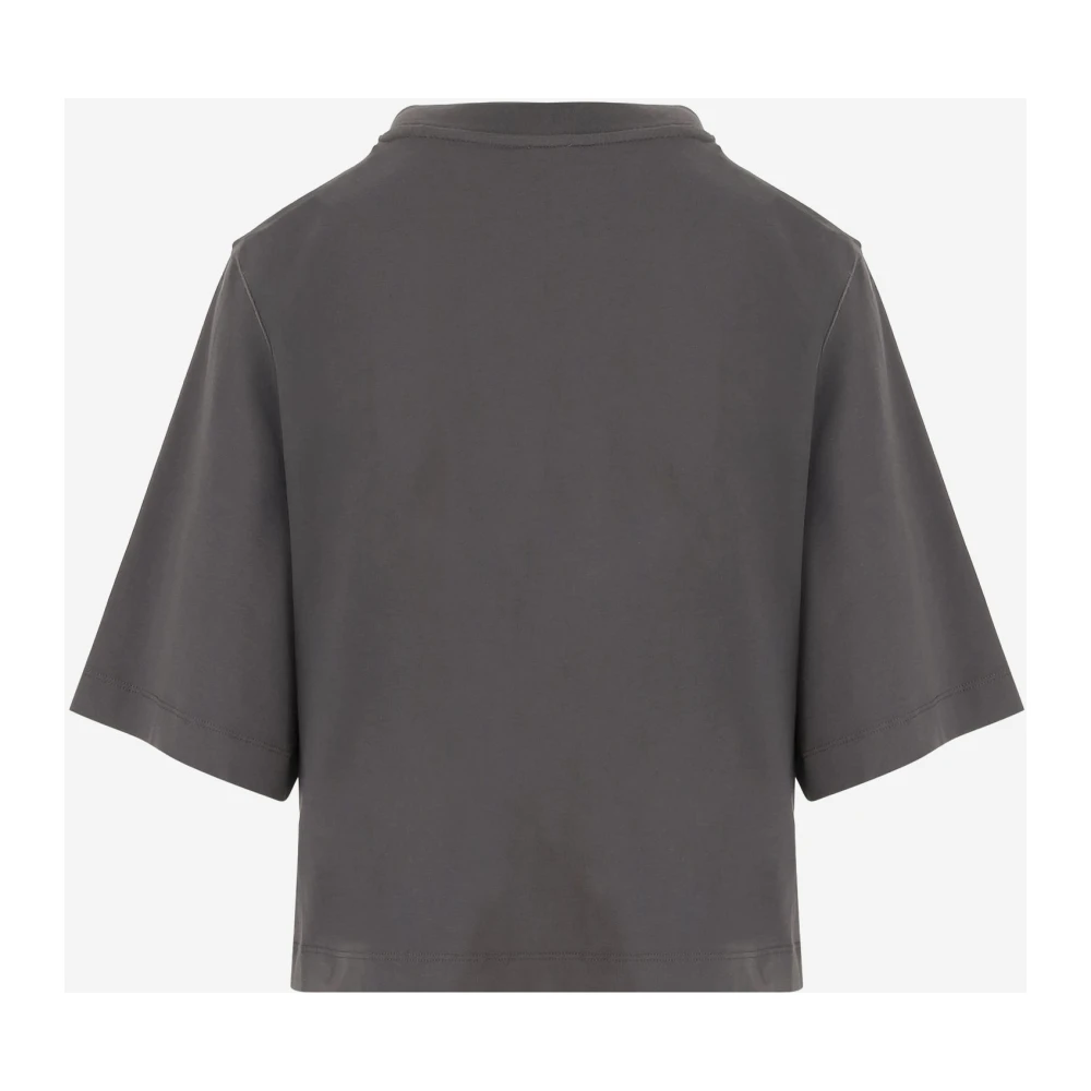 pinko Katoen Logo Print Crew Neck T-Shirt Brown Dames