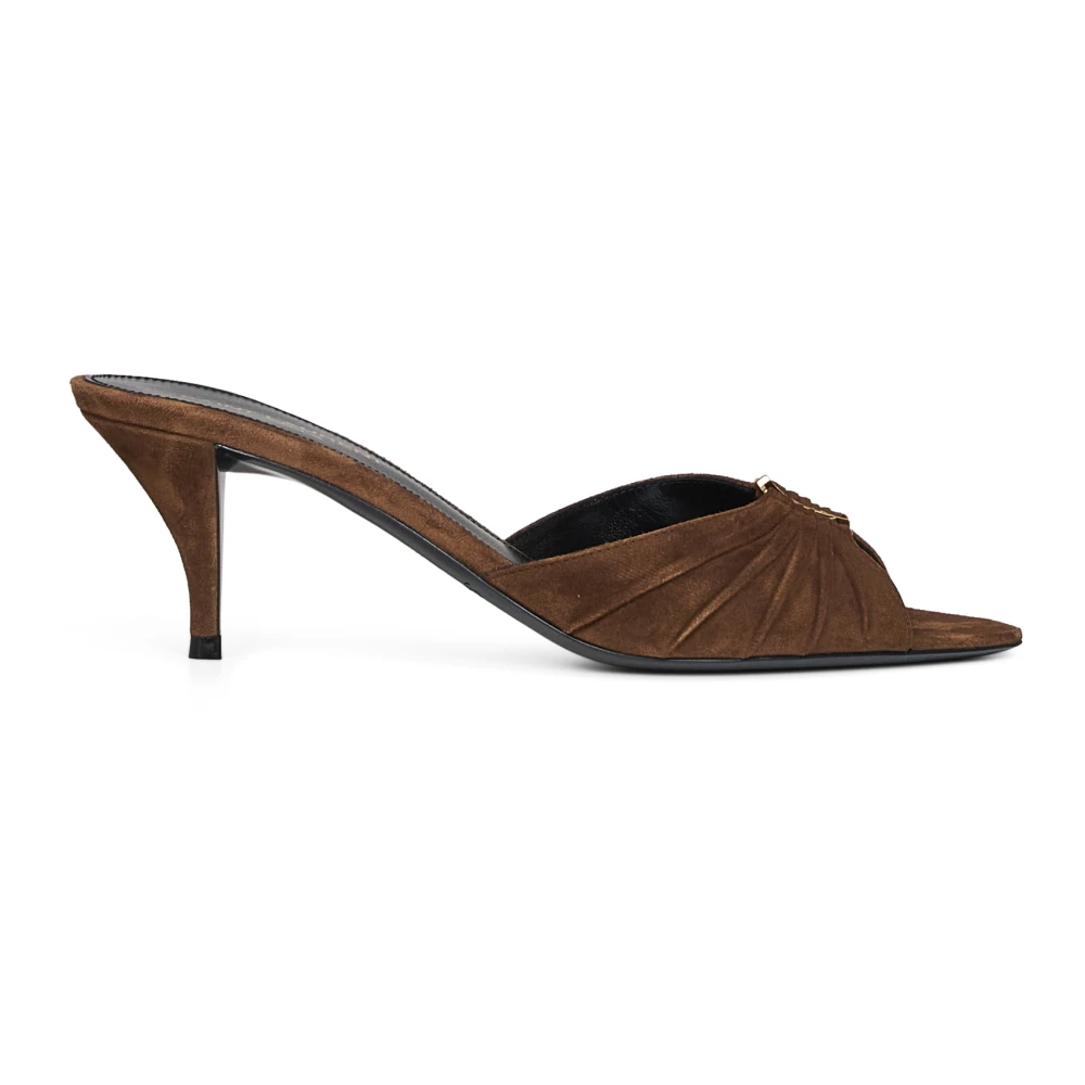 Saint Laurent Women's Brown Heeled Mules, 7 Uk, Babylone Mules