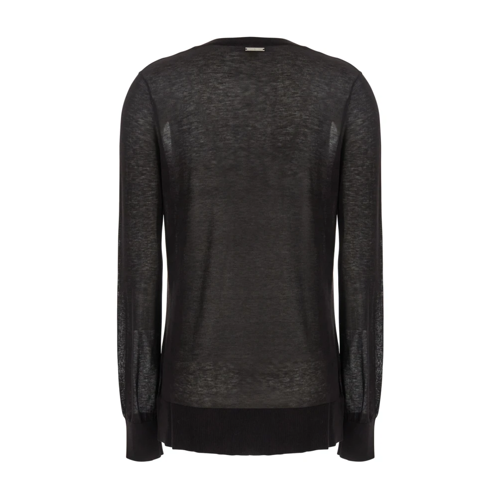 Michael Kors Zwarte V-hals Sweater Katoen Zijde Mix Black Dames