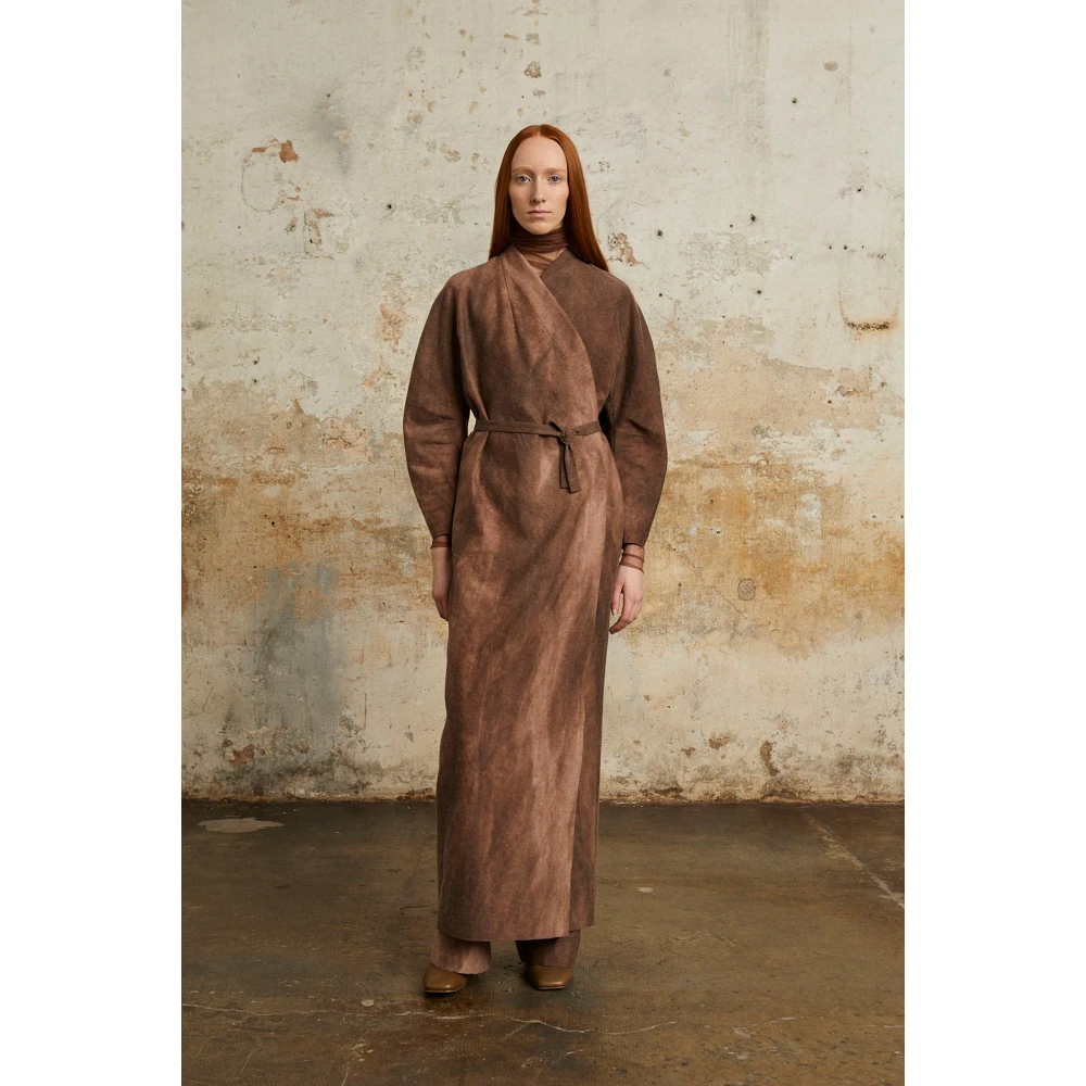 Cortana Rocco jurk van linnen en zuivere wol fade klei Brown Dames