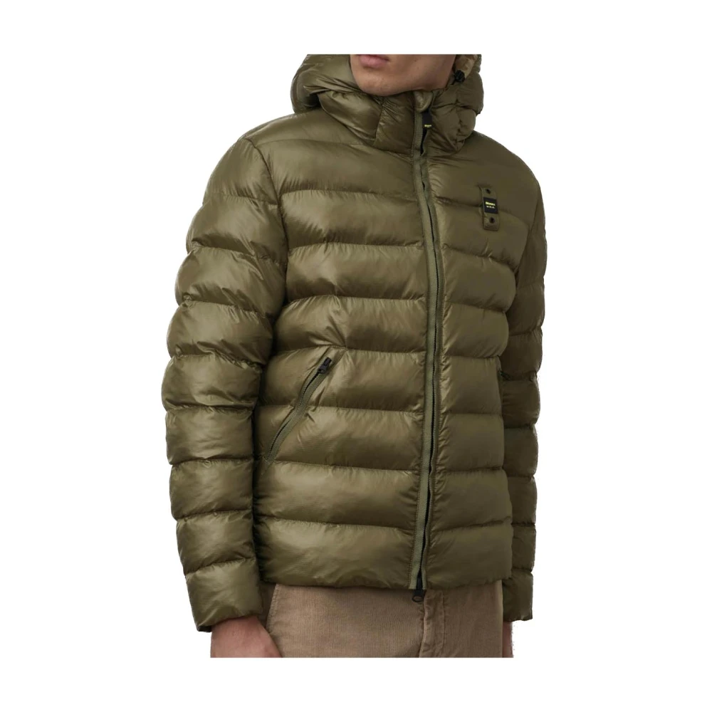 Blauer Gewatteerde jas met ruitpatroon Green Heren
