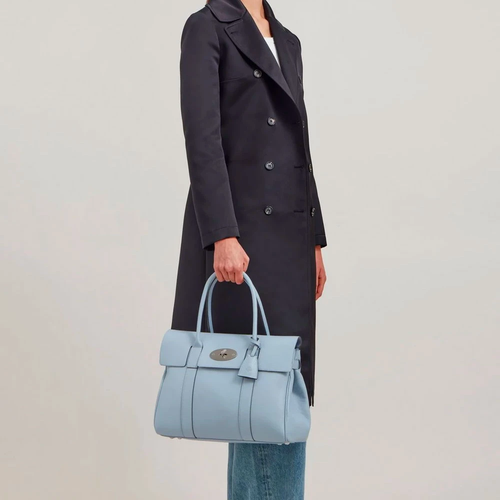 Mulberry Blauwe Poplin Schoudertas Postman's Lock Blue Dames