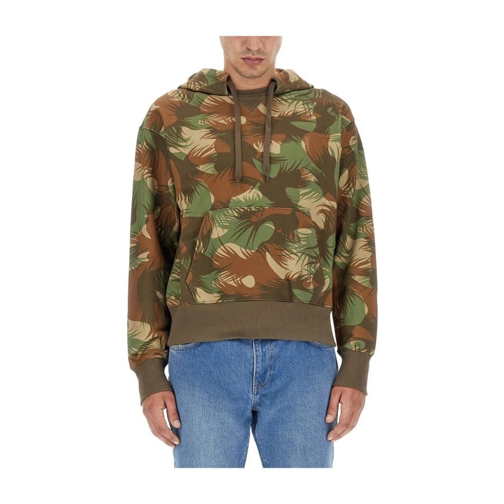 Moschino Stijlvolle Camo Hoodie voor Mannen Green Heren