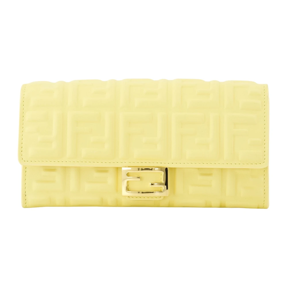 Fendi Women's Yellow Baguette Wallet On Chain