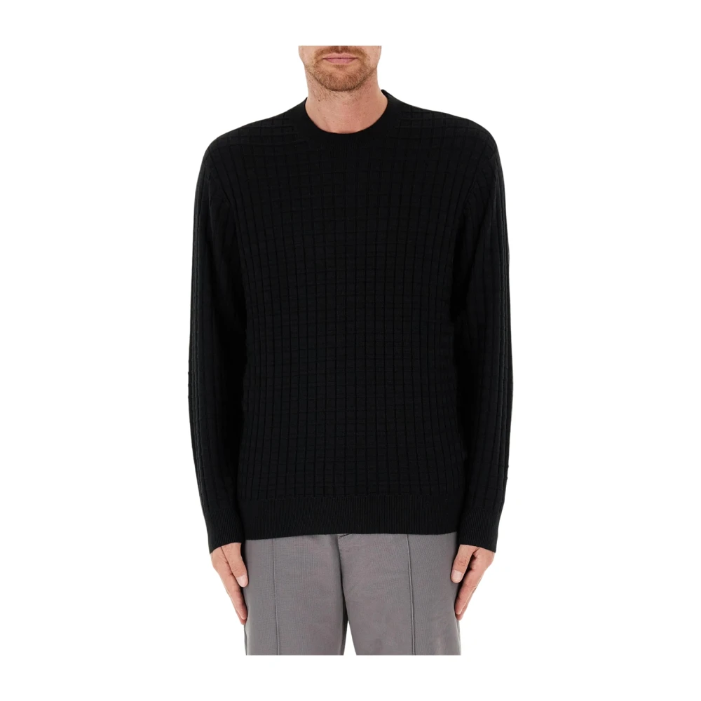 Armani Exchange Men's Black Round-Neck Knitwear,, Crew Neck Jumper Small