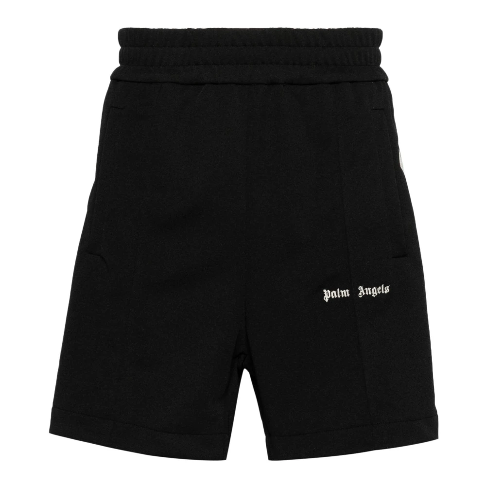 Palm Angels Zwarte sportieve shorts met geborduurd logo Black Heren