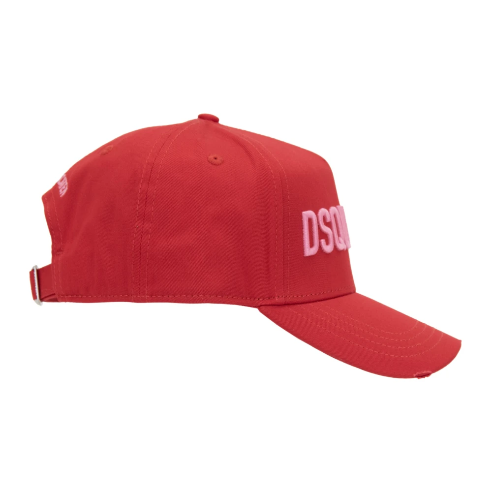 Dsquared2 In reliëf Logo Baseball Cap Fibbia Red Unisex