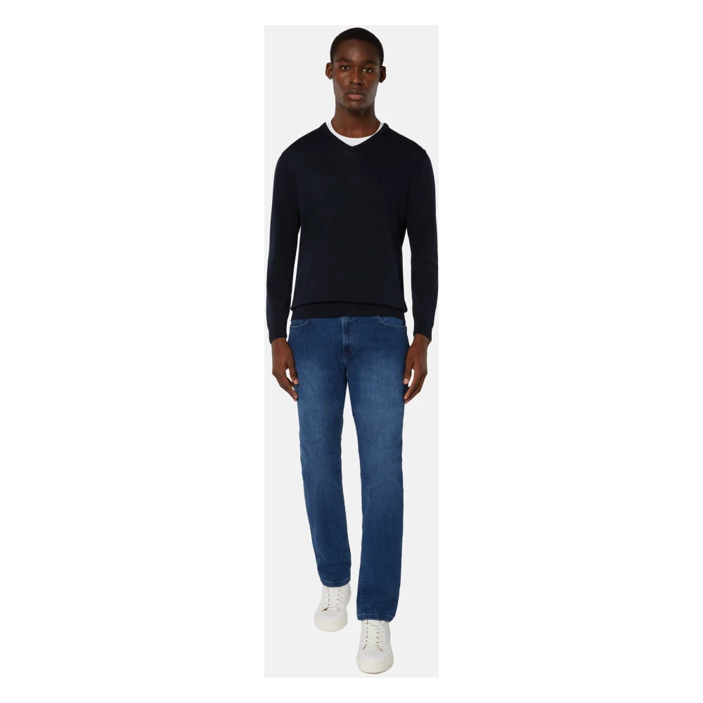 Boggi Milano Medium Blue Stretch Denim Jeans Blue Heren