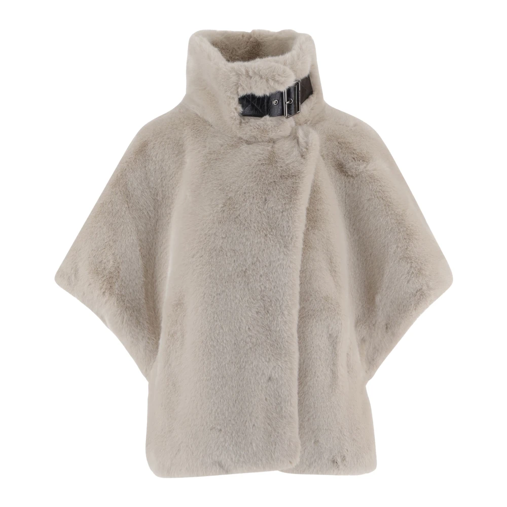 Pinko , Faux Fur & Shearling Jackets, Female, Beige, M, Faux Shearling Jacket