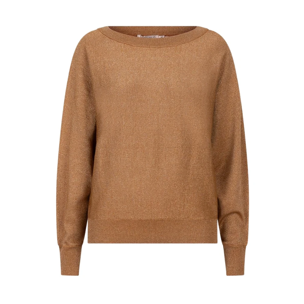 Esqualo Batwing Lurex Trui Karamel Brown Dames