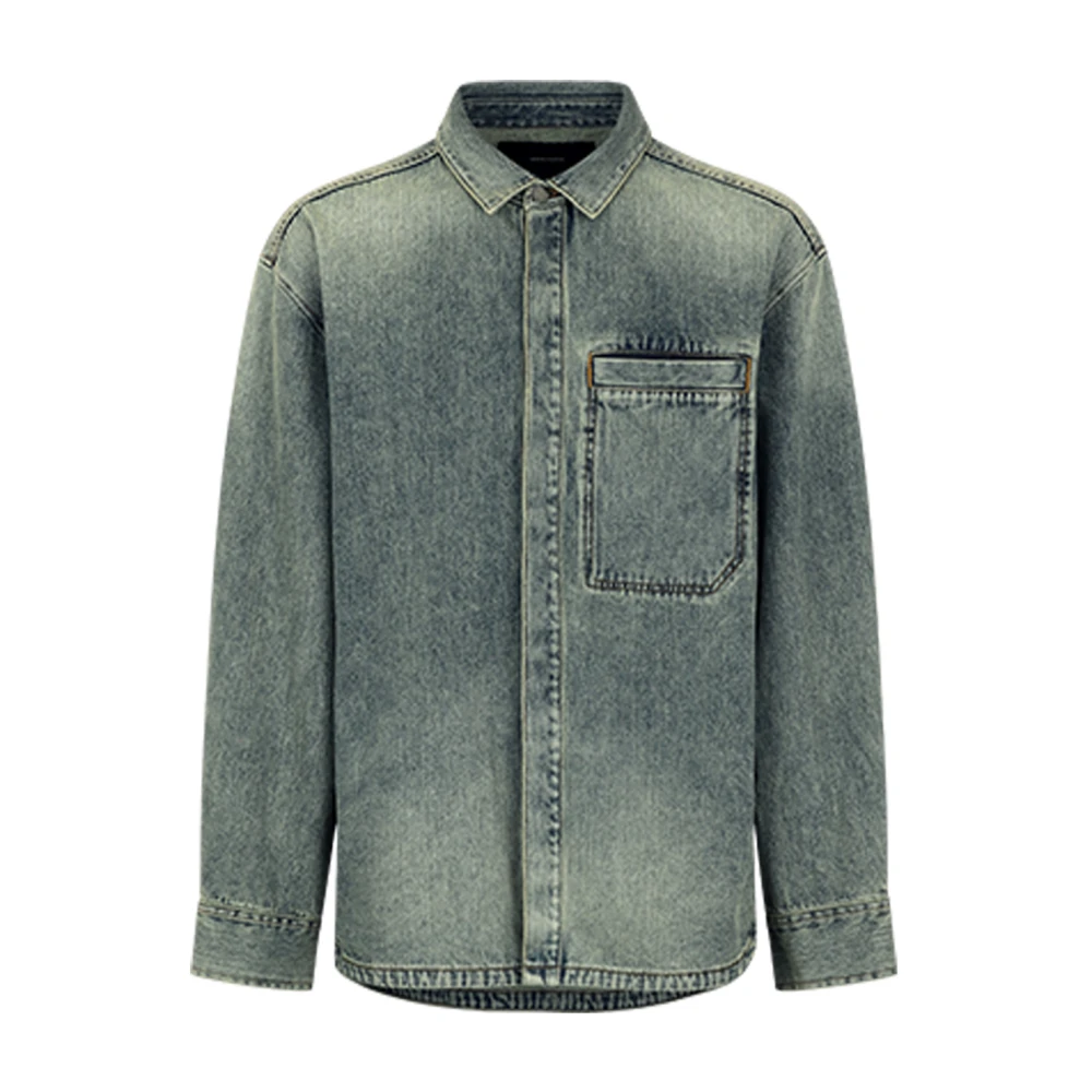 Entire Studios Denim Shirt Klassieke Kraag Blauw Blue Heren