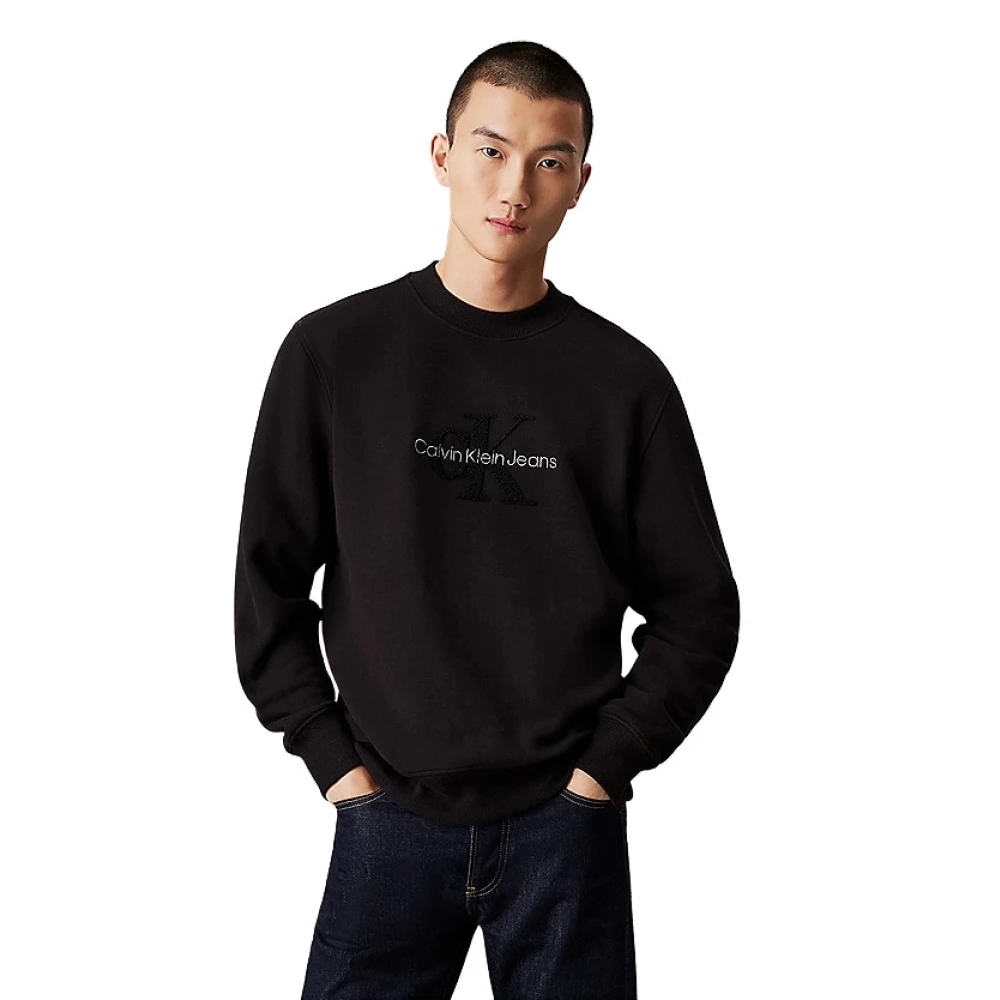 Calvin Klein Jeans Heren Crewneck Sweatshirt met Monogram Black Heren