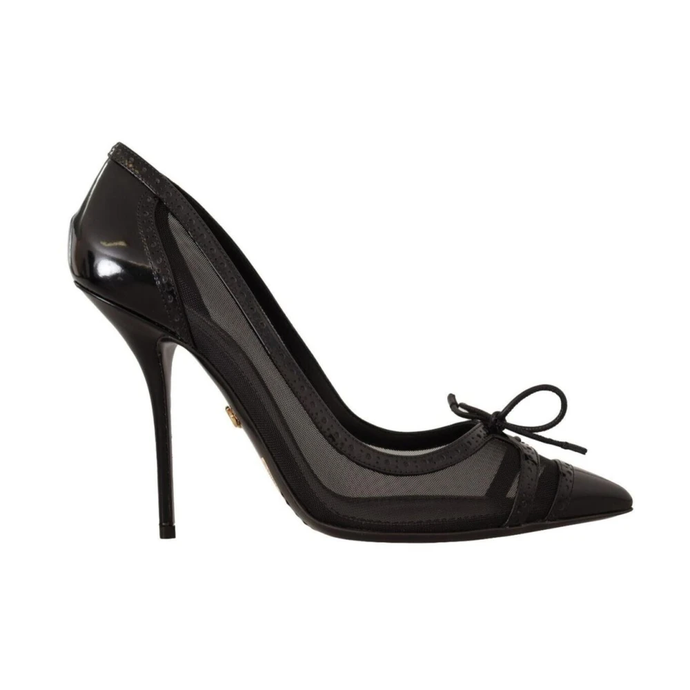 Dolce & Gabbana Women's Black Patent Leather Bow Stiletto Pumps