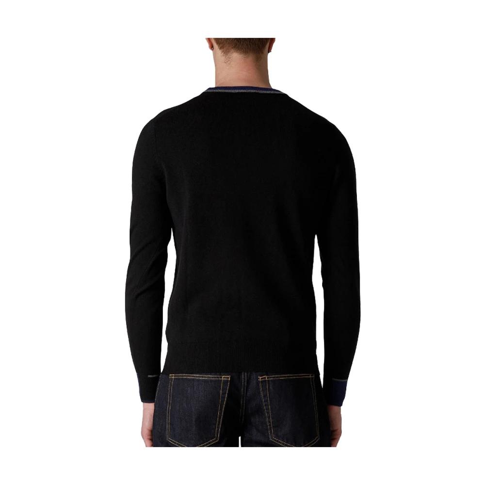 Peuterey Slim Fit Sweatshirt van wolmix met contrasterende randen en geborduurd logo Black Heren