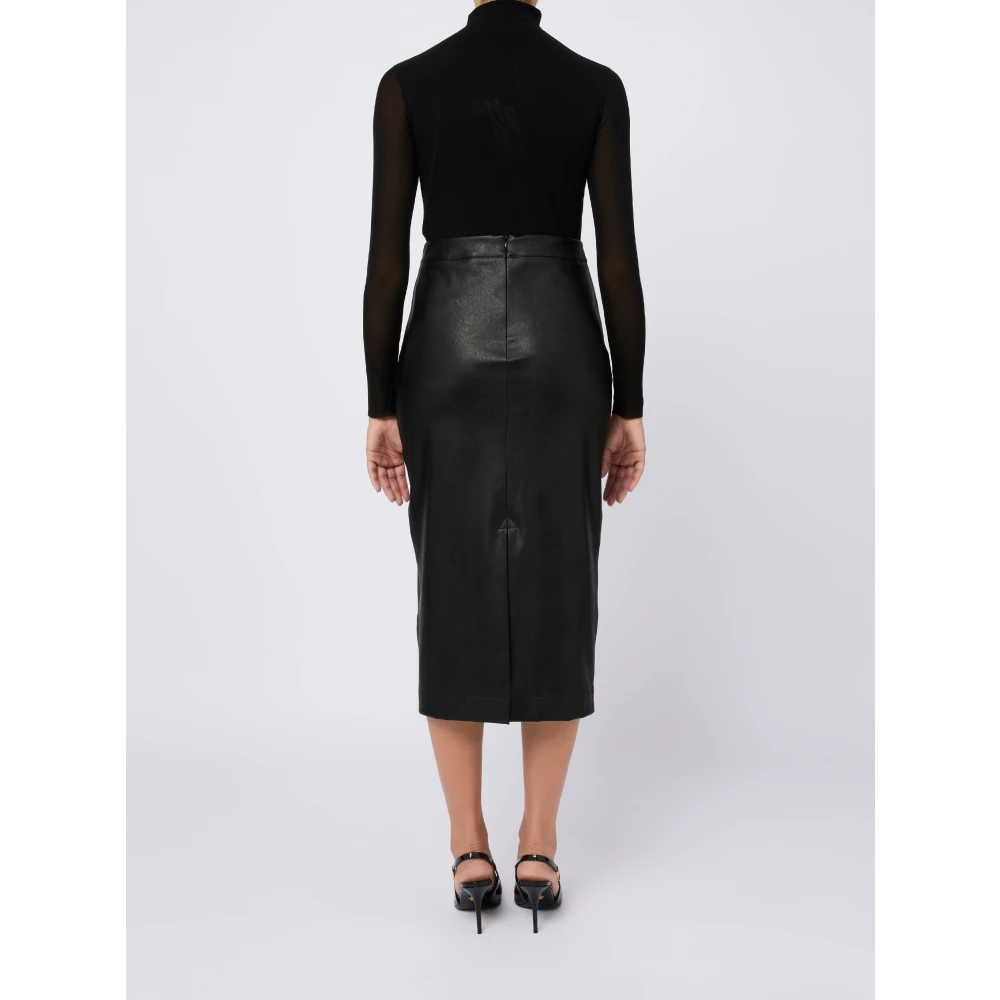 D.Exterior Midi Rok van Faux Leer Zwart Black Dames