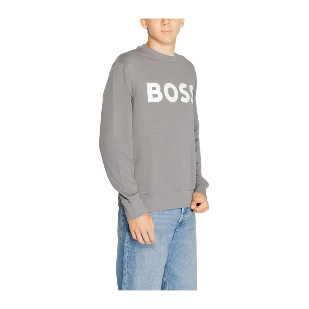 Hugo Boss Katoenen Hoodless Sweatshirt Collectie Gray Heren