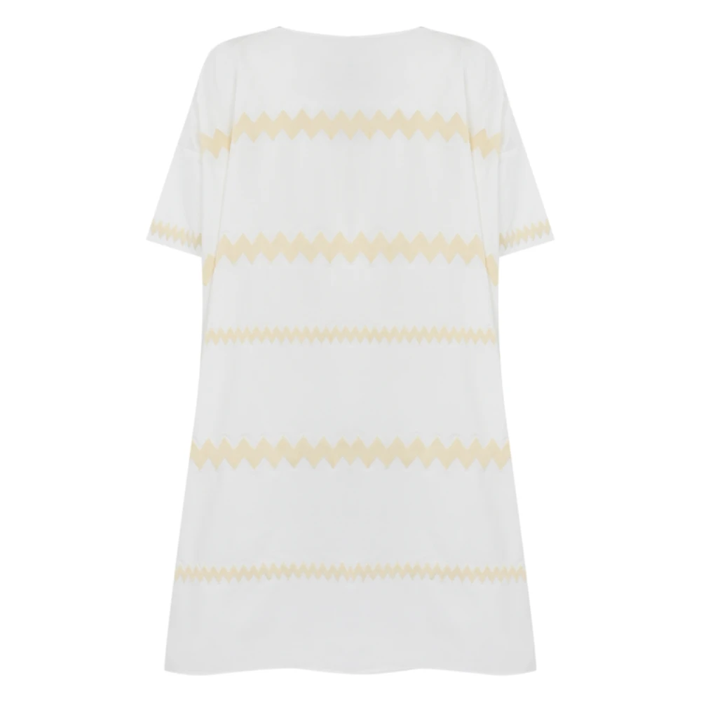 Liviana Conti Zigzag Geborduurde Katoenen Jurk White Dames
