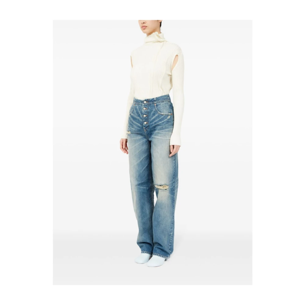 MM6 Maison Margiela Blauwe Distressed Denim Jeans Blue Dames