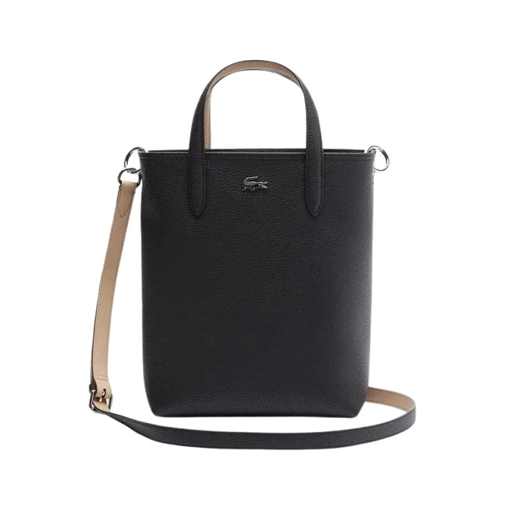 Lacoste Women's Black Shopping Bags, One Size, Anna Vertical Reversible Tote