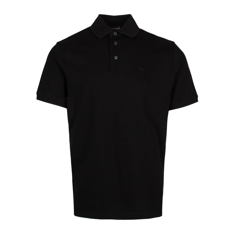 Emporio Armani Men's Black Polo Shirts, L, Logo-Embroidered Polo Shirt