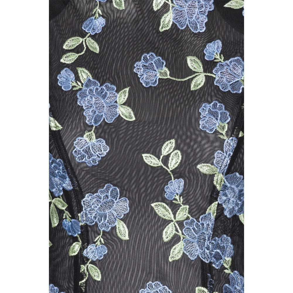 Rotate Birger Christensen Floral Mesh Mini Jurk Black Dames