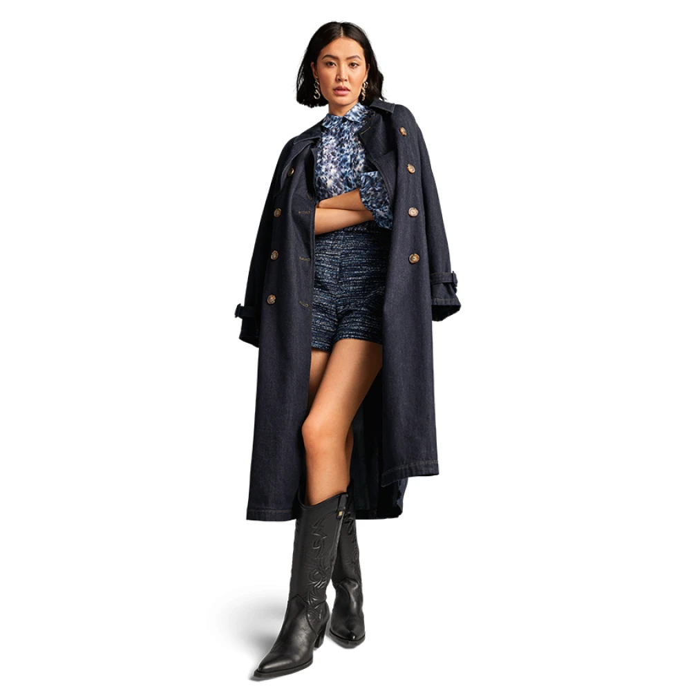 RIANI Donkerblauwe denim trenchcoat Blue Dames