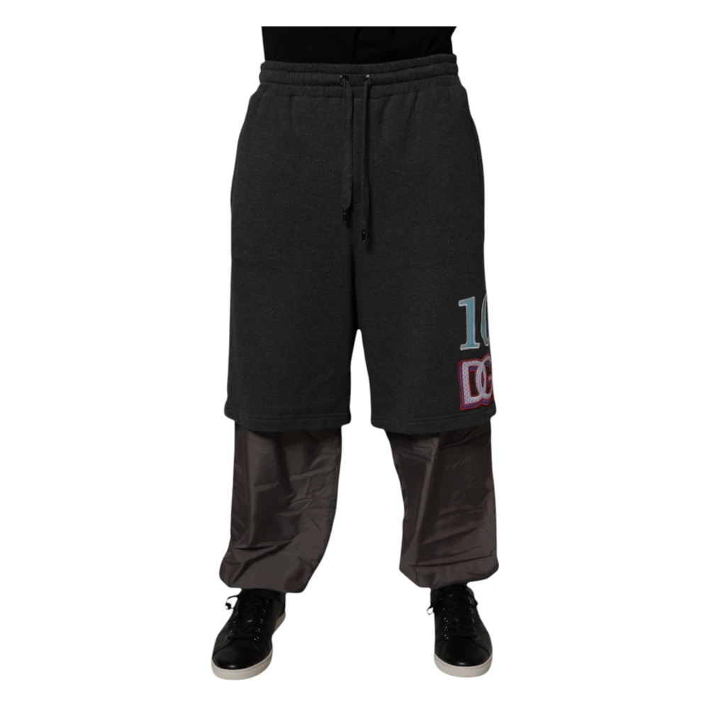 Dolce & Gabbana , Wide Trousers, Male, Gray, L, Layered Straight Joggers