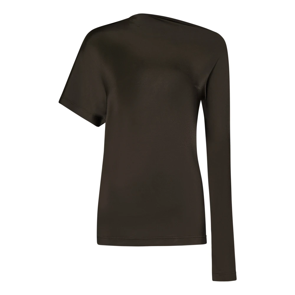 Alexander mcqueen Bruine Asymmetrische Halslijn Gedrapeerde Top Brown Dames