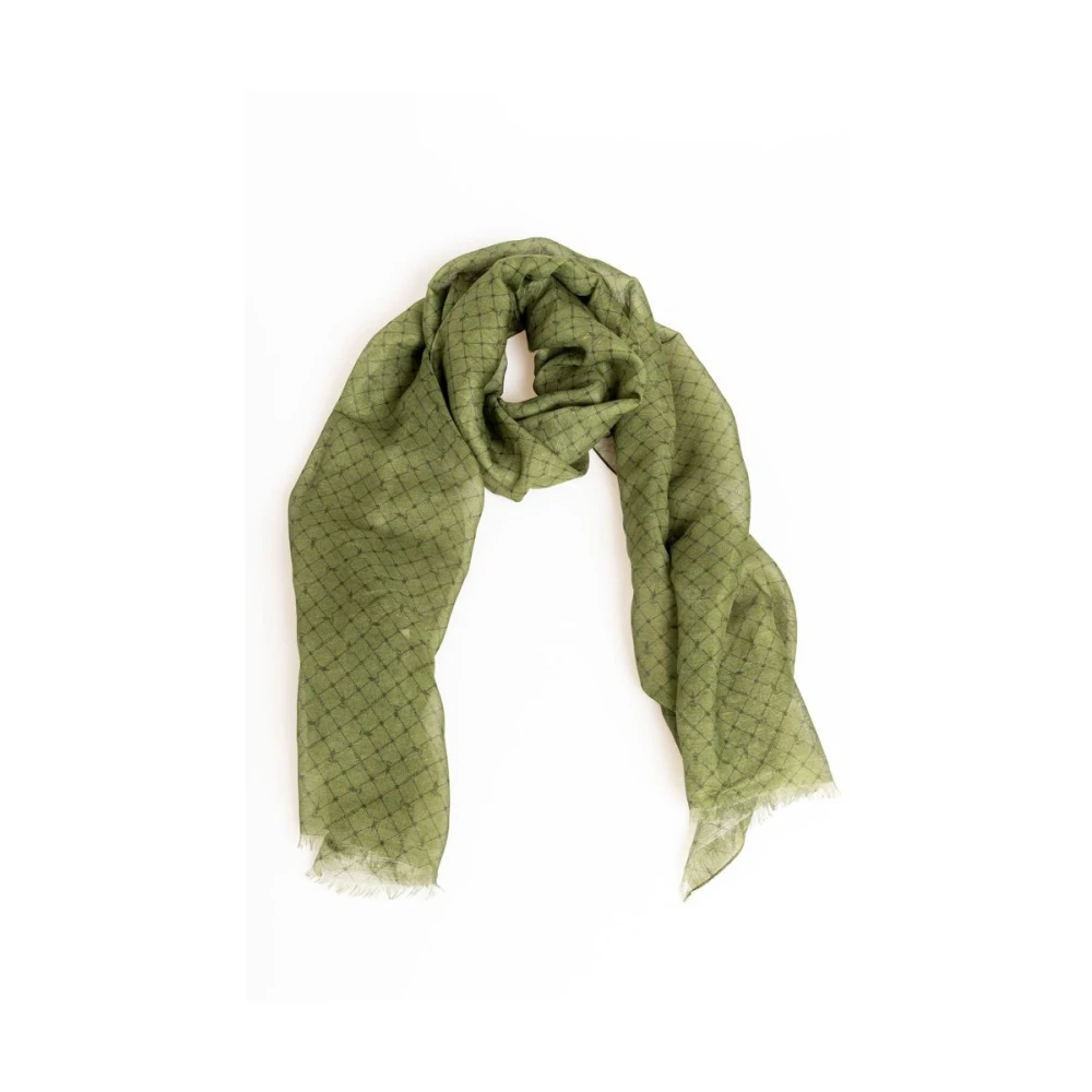 Trussardi Elegante Groene Bedrukte Modal Sjaal Green Dames