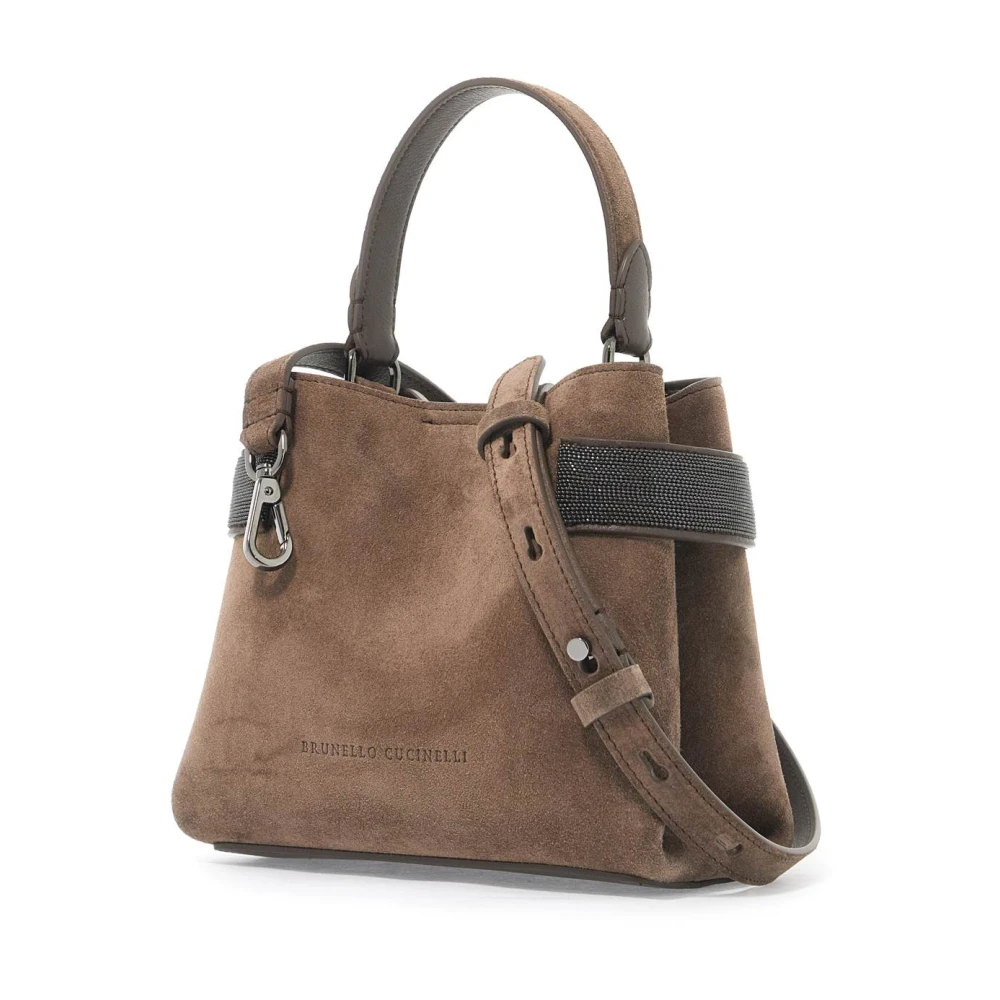 BRUNELLO CUCINELLI Geborduurde Monili Suède Handtas Brown Dames