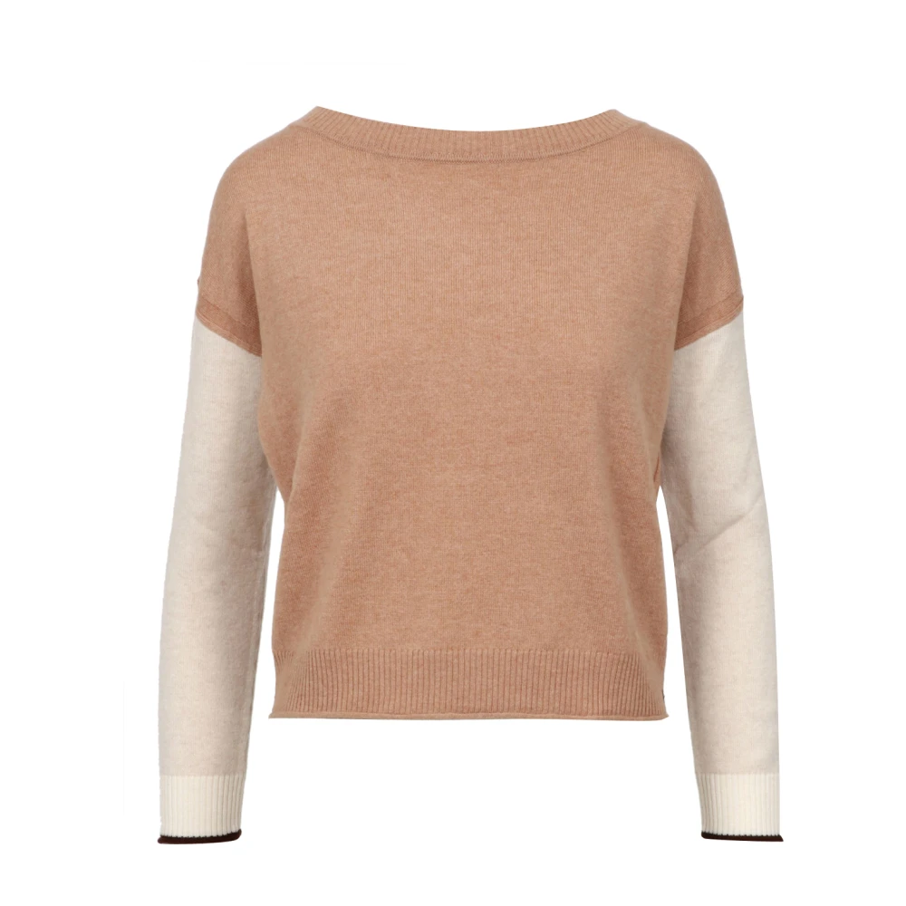 Pennyblack Kleur Blok Wol Kasjmier Trui Brown Dames