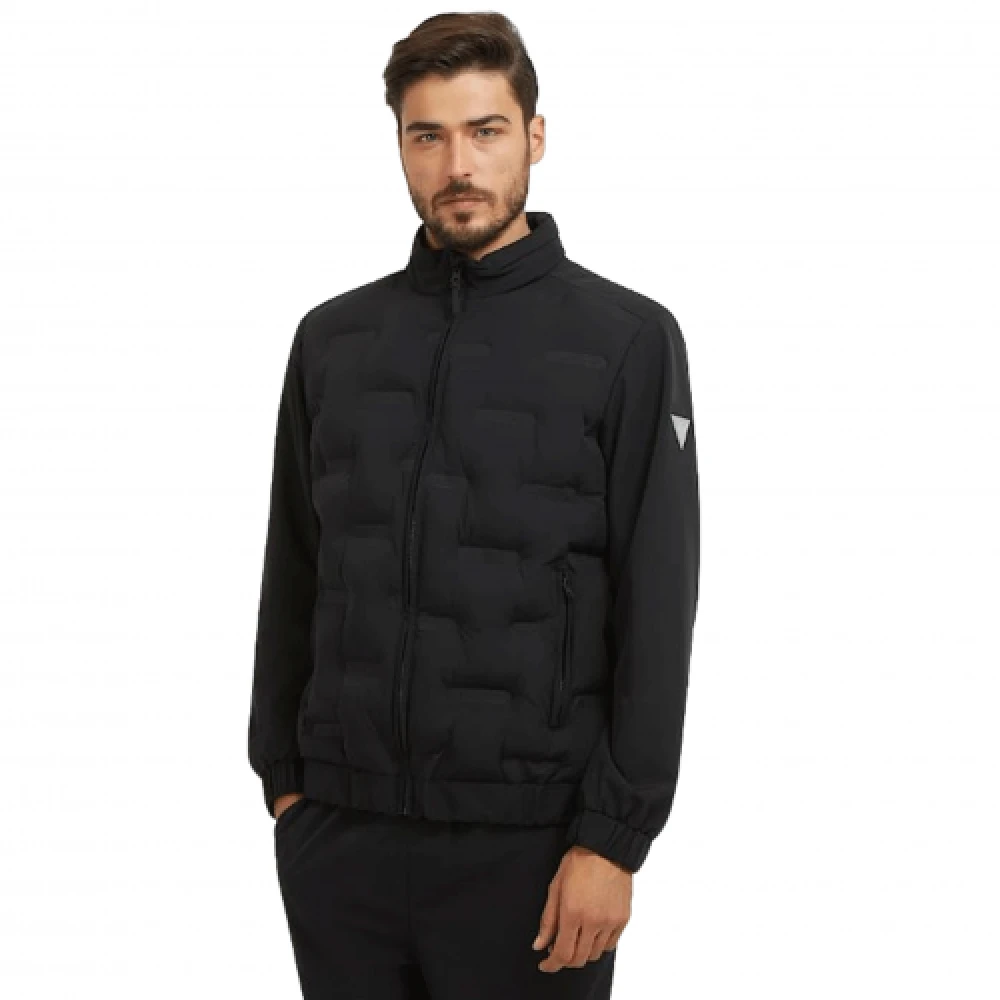 Guess Zwarte jas met capuchon en logo Black Heren