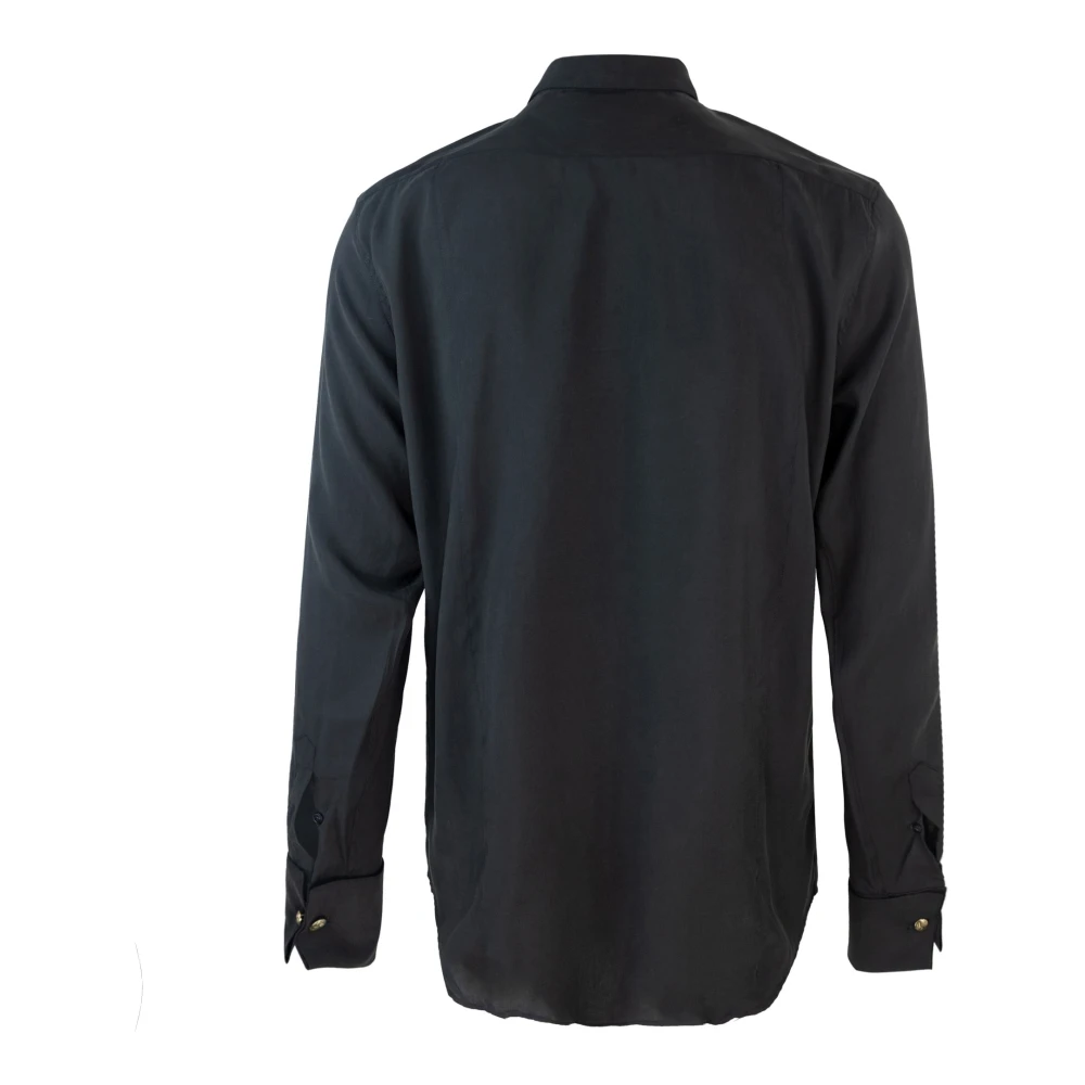 A Paper Kid Zwarte Button-Up Shirt Modal Polyester Black Heren