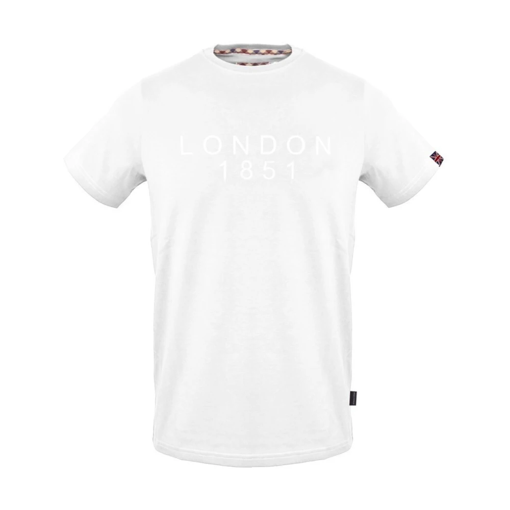 Aquascutum Katoenen T-shirt met korte mouwen Wit White Heren