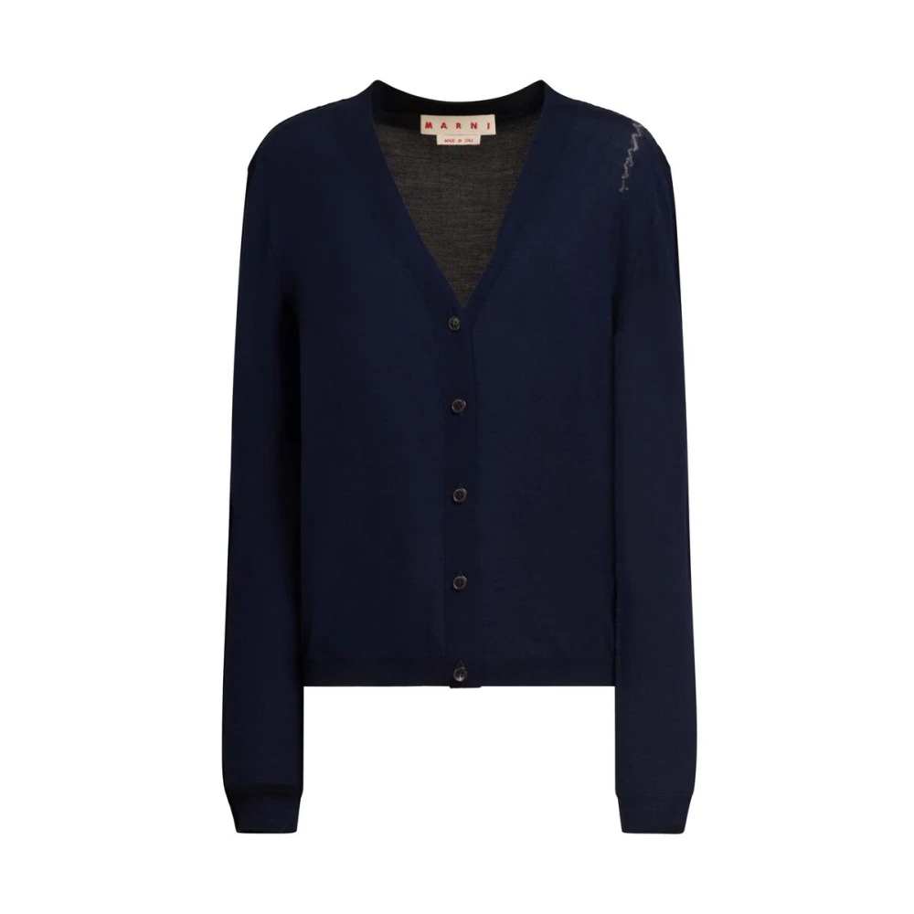 Marni Navy Blauwe Gebreide Trui Blue Dames