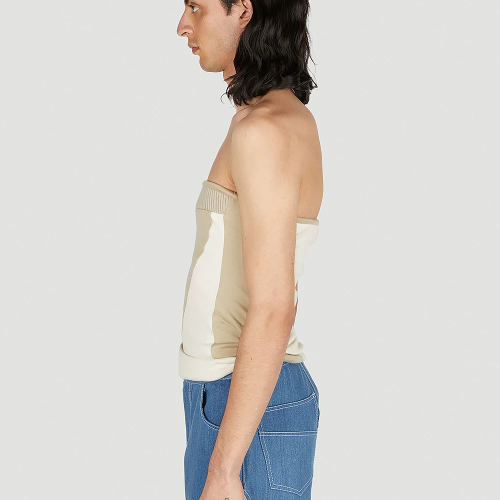 Mainline:RUS Fr.CA DE Katoenen Tube Top met Contrastpanelen Beige Heren