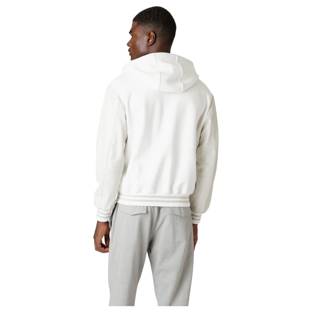 Eleventy Hooded Nappa Mouw Katoenen Bomber White Heren