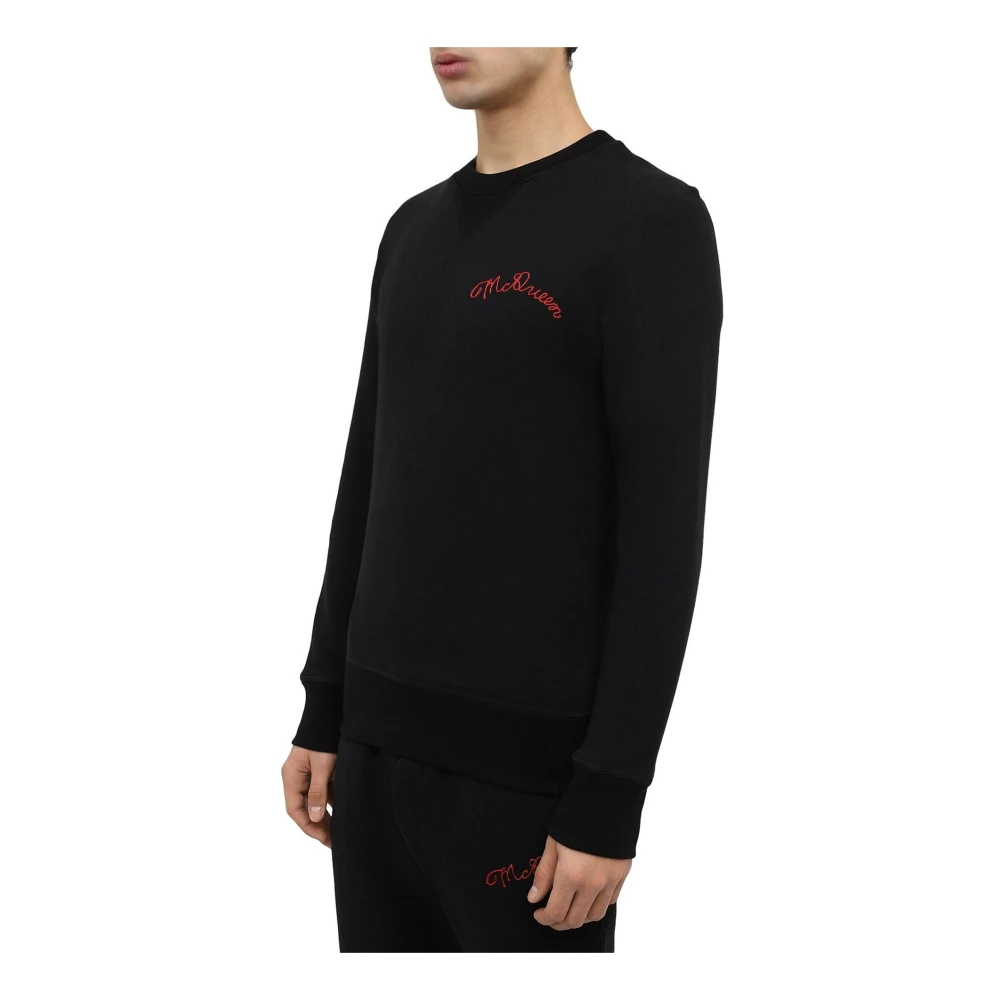 alexander mcqueen Sweatshirt met geborduurd detail Black Heren