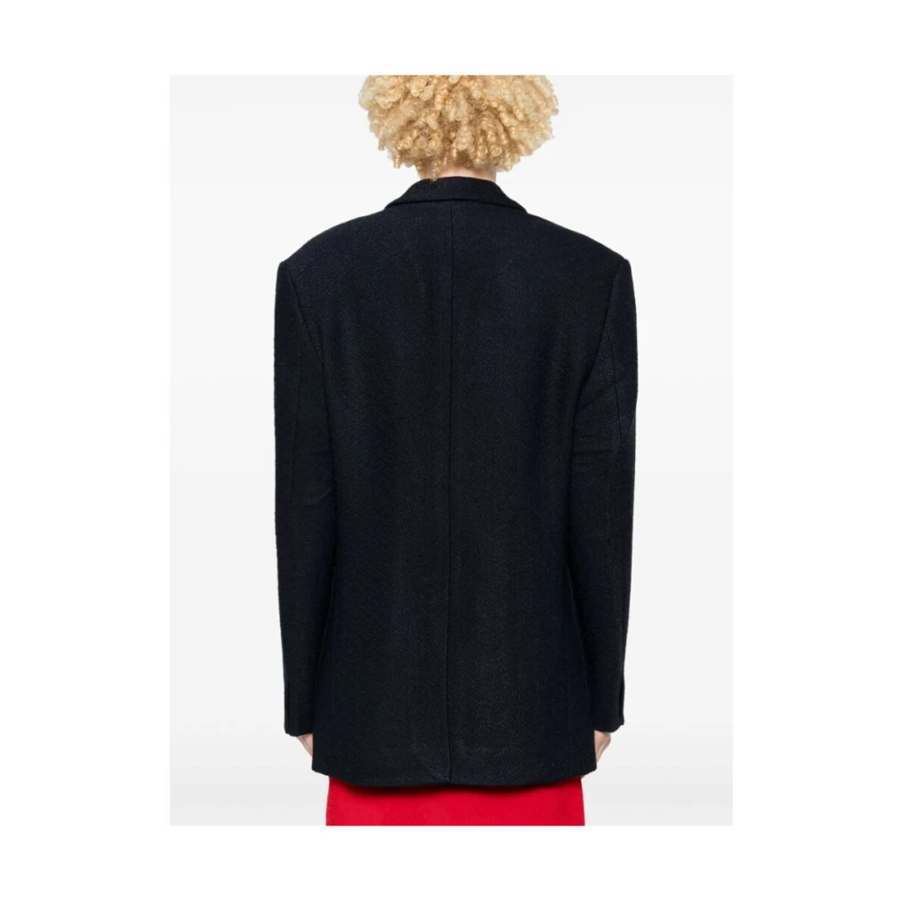 Jacquemus Navy Blauw Textuur Jas Blue Dames
