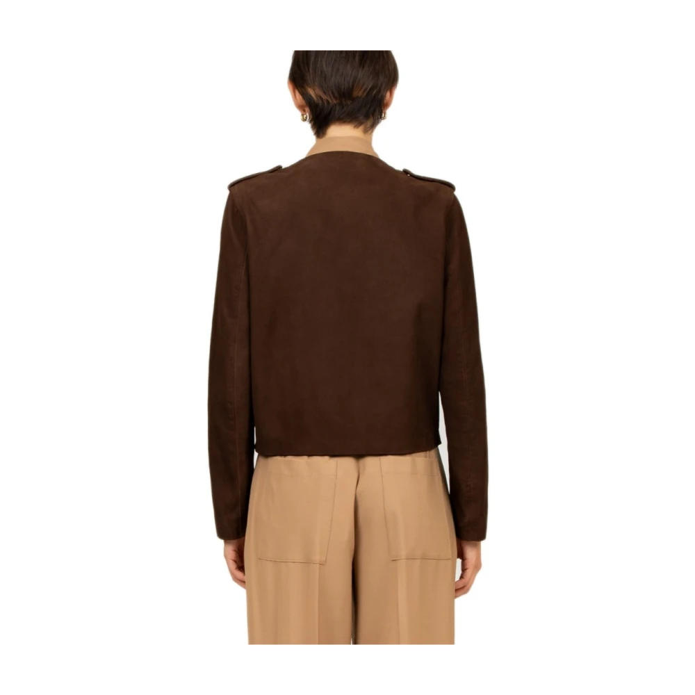 Semicouture Bruine Suède Jas Dubbelborstig Model Brown Dames