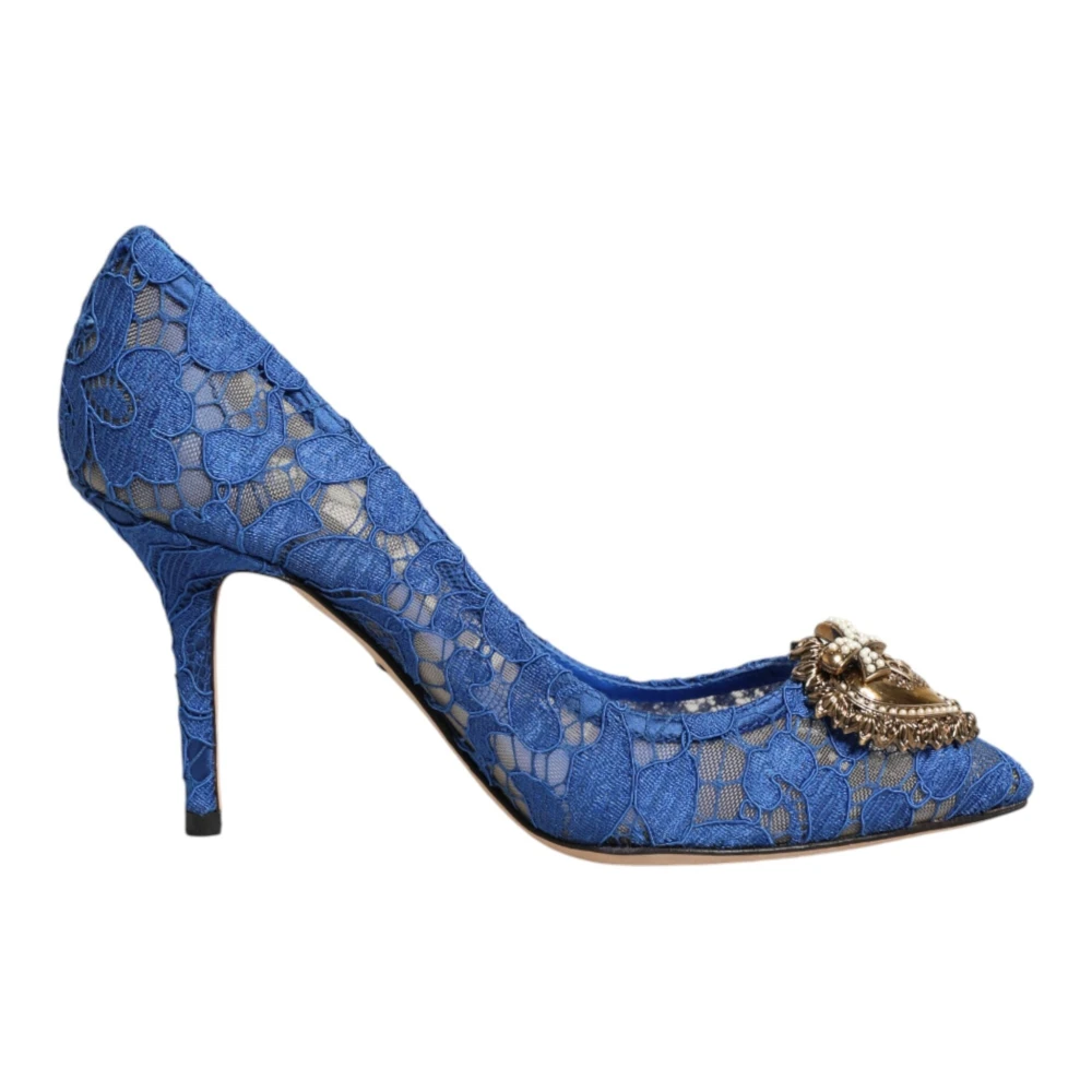 Dolce & Gabbana Blå Taormina Lace Devotion Pumps
