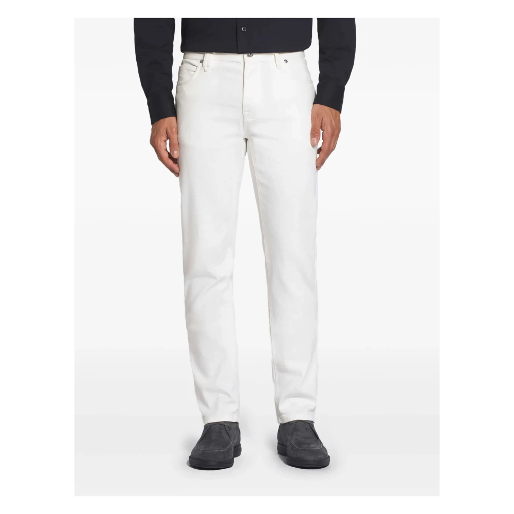 Brioni Italiaanse katoenen jeans met 5 zakken White Heren