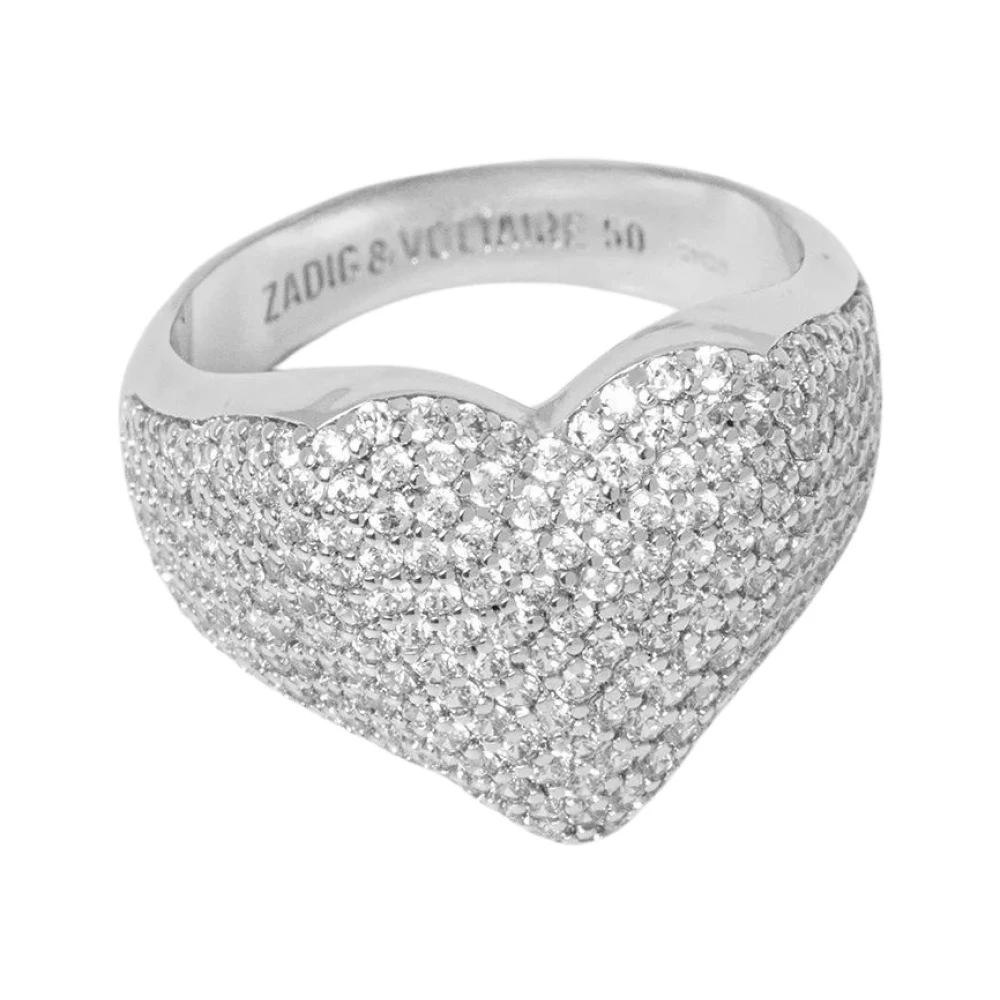Zadig & Voltaire Donna Grigio - Heartbreaker Full Strass Ring - Accessories - 54 Mm