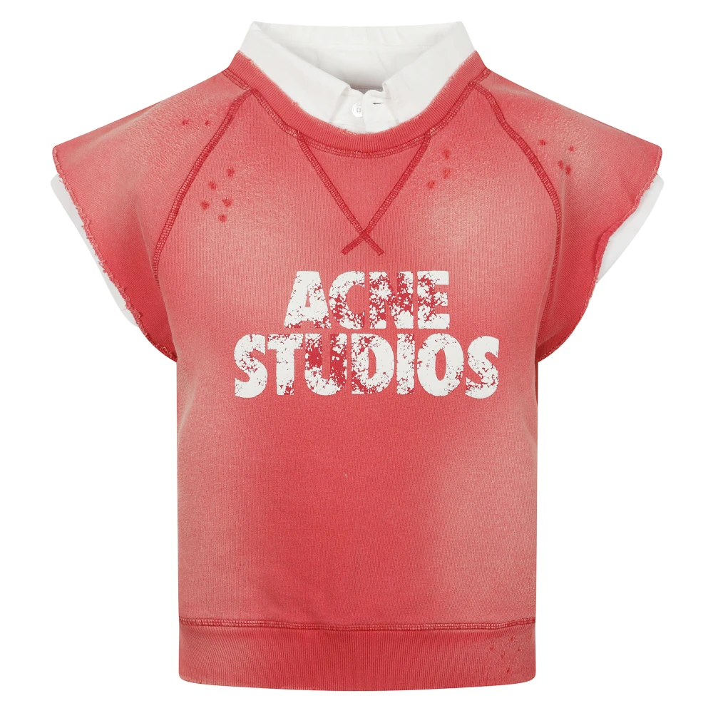Acne Studios Women's Red Sweatshirts, L, Fleece Logo Vest
