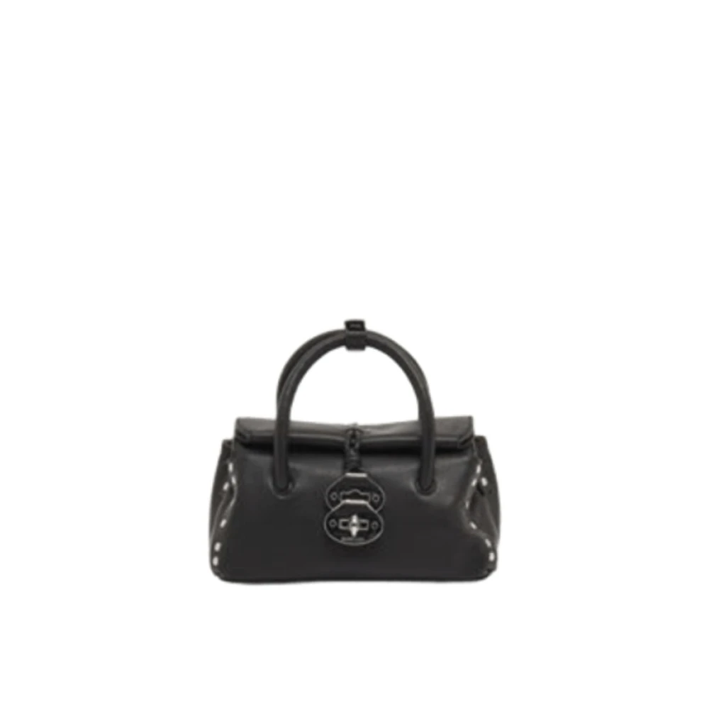 Zanellato Women's Black Leather Handbag With Studs - Handbags - One Size - Bags