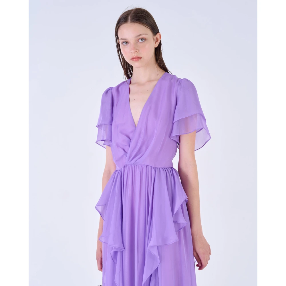 Silvian Heach Lange jurk met ruches Purple Dames