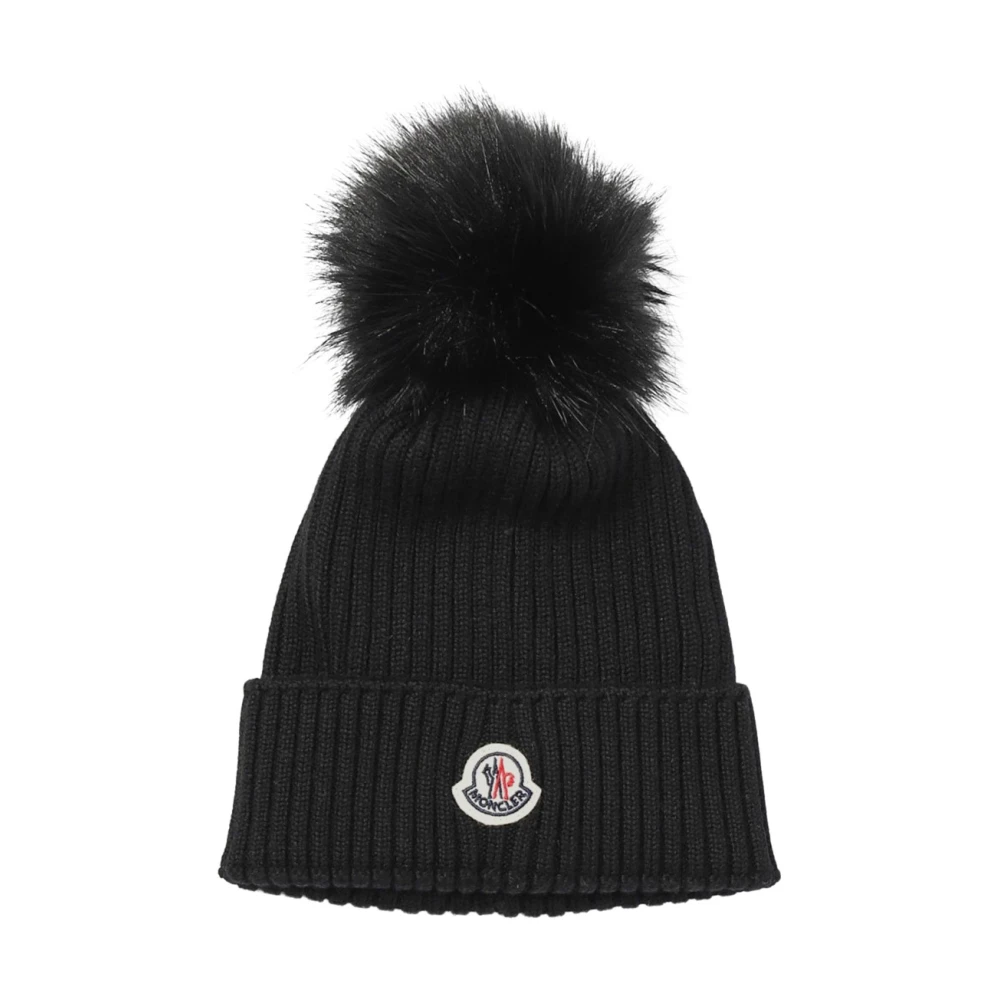 Moncler Wollen Logo Beanie Muts Black Unisex