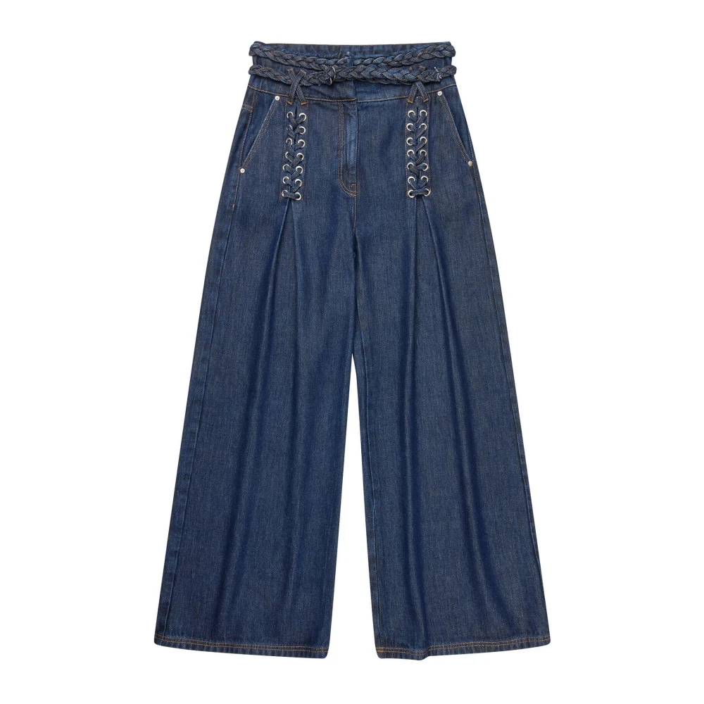 Munthe Hoge taille jeans met gevlochten taille detail Blue Dames