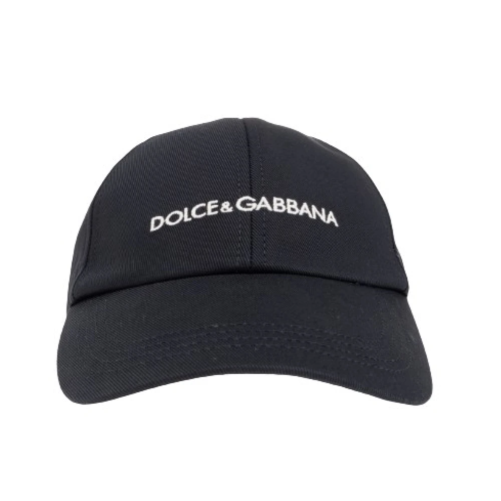 Dolce & Gabbana Geborduurde Logo Katoenen Hoeden Black Heren
