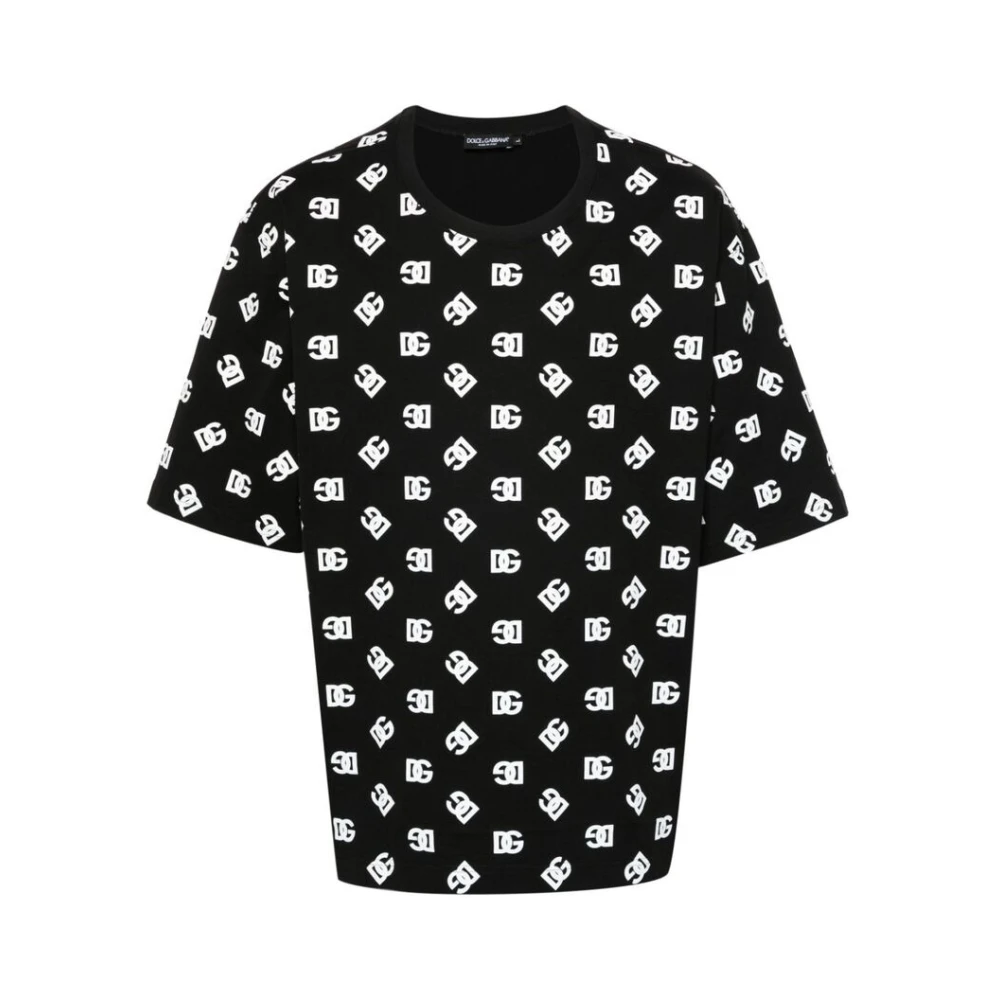 Dolce & Gabbana Zwart Wit Katoenen T-Shirt Black Heren